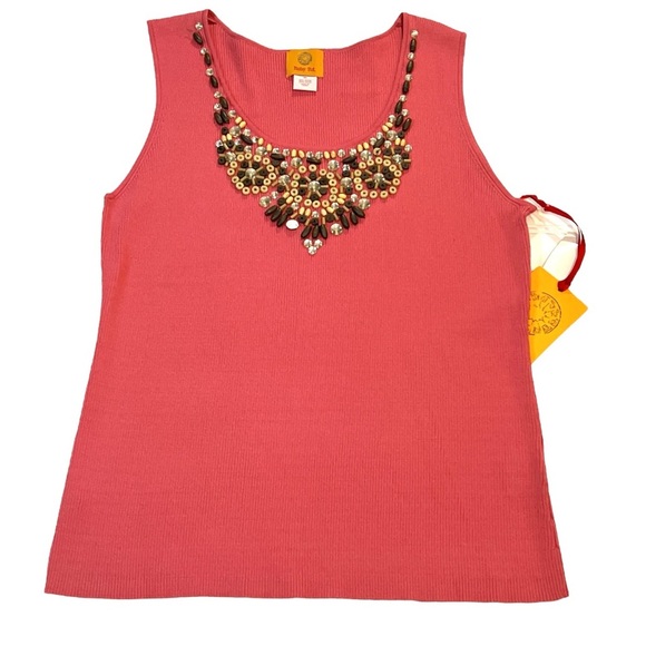 Ruby Rd Marrakech Beaded Sleeveless Top, Color Strwbry, Size XL - Picture 5 of 12